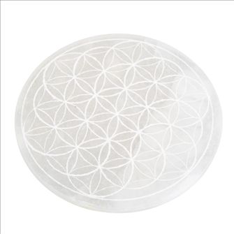Blume des Lebens Untersetzer  Alabaster 6erSet 10cm Dicke 0.8cm INDIEN