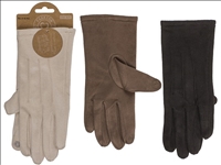 Handschuhe Damen Winter mit Streifen und Touchfunktion 3ass 100% Polyester Wildleder-Imitat