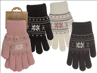 Handschuhe Damen/Kinder Kuschel 4ass Obermaterial 100%Acryl, Futter 100%Polyester