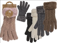 Handschuhe Damen Kuschel Zopfmuster 5ass 83g 50% Polyacryl 50% Polyester
