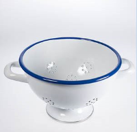 Emaille weiss mit blauem Rand Sieb D 22cm