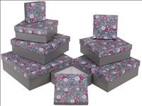 Geschenkbox grau Fr&amp;#252;hlingsblumen 8er Set gr&amp;#246;sste Box 22.5x22.5x8cm