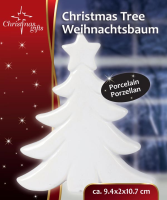 Porzellan Weihnachtsbaum weiss in Karton 10.5x2x9.5cm