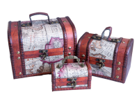 Truhen 3er Set Kartenmotiv 20x15x15cm 15x10x11cm 11x6.5x6.5cm
