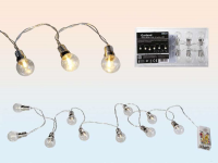 Lichterkette Gl&amp;#252;hbirnen innen 10 LED weiss 5cm 1.5m f&amp;#252;r 2 AA Batterien in PVC-Box