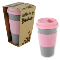 Becher Kaffee Coffee to go Grau Pink 350ml