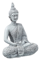 Buddha sitzend grau Polyresin H&amp;#246;he 9cm (Aktion, Preis alt: 3.50CHF)