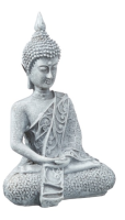 Buddha sitzend grau Polyresin H&amp;#246;he 12cm (Aktion, Preis alt: 5.95CHF)