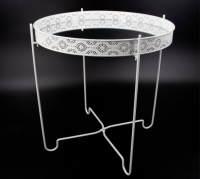Tisch Metall weiss mit Ornamenten, klappbar, Spiegelplatte 40x42,5cm (Aktion, Preis alt: 24.90CHF)