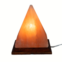 Himalayasalz-Lampe Pyramiden 15x15cm mit Holzsockel+ELEKTRIK+BIRNE 15W