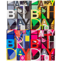 Geschenktasche 23x18x8cm Happy Birthday Bauhausstil 4ass