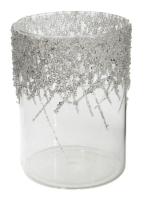 Windlicht Eiszapfen Glas 14x10x10cm