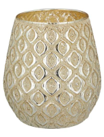 Windlicht Raute gold Glas 13x12x12cm