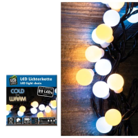 Lichterkette LED 20 Kugeln warm und kaltweiss mit Timer batteriebetrieben f&amp;#252;r Aussenbereich