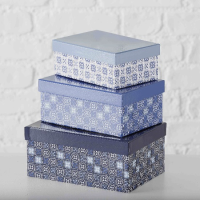 Geschenkboxen blau weiss 3er Set L22cm