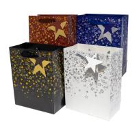 Geschenktasche Sterne mit Glitzer 30x12x41cm