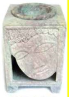 Duftlampe Speckstein 8.75cm Buddhagesicht geschnitzt INDIEN