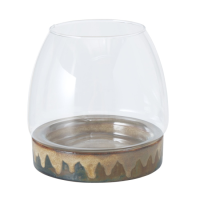 Windlicht H 16cm Glas Steingut