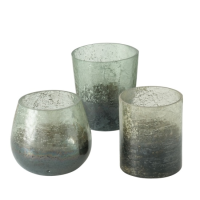 Windlicht gr&amp;#252;nlich 3ass H 13cm Glas