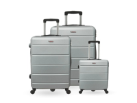 Hartschalen Koffer mit klein f&amp;#252;r Easy Jet ABS 3-teilig Silber