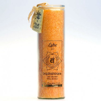 CHAKRAKERZE Orange - Svadhisthana im Glas 100% pflanzlich Kerze 20cm