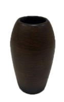 Vase Holzoptik uni bauchig braun Keramik