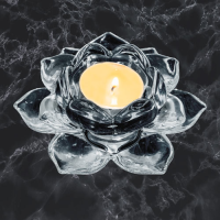 Teelichthalter Lotus Kristallglas 12x5cm