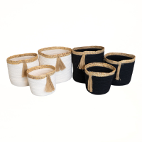 Korb 3er Set mit Quasten ass 18x15cm/22x19cm/25x23cm