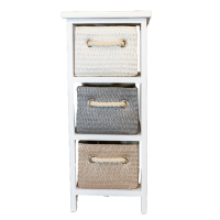 M&amp;#246;bel weiss mit 3 K&amp;#246;rbe grau/beige/weiss 25x25x58cm