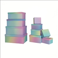 Geschenkboxen 10erSet 19x13x7.5- 37.5x29x16cm Regenbogenverlauf