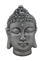 Buddha Kopf antiksilber 17x12cm Polyresin