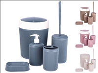 Bad 5er Set Seifenspender, Seifenhalter, Zahnb&amp;#252;rstenhalter, WC-B&amp;#252;rste und Abfalleimer 4ass