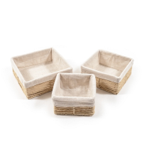 Korb 3er Set mit Stoff natur 26x26cm10cm Papier/Metall