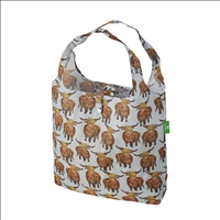 Einkaufstasche ECO CHIC faltbar Hochlandrinder Grau 56x38x10cm Kunststoff 100% recycelt