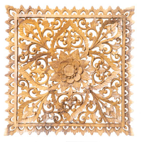 Wand Relief quadratisch 50cm helles Holz