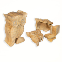 Schatulle Eule helles Holz