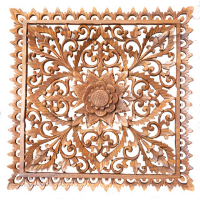 Wand Relief quadratisch 50cm dunkles Holz