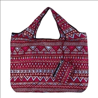 Einkaufstasche gross ECO CHIC faltbar Aztekenmuster Rot 60x42x14cm Kunststoff 100% recycelt
