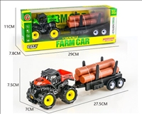 Auto Traktor mit Anh&amp;#228;nger Baumstamm 2ass 27x7.5x7cm