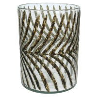 Windlicht mit Bl&amp;#228;ttermotiv 15x15x20cm Glas